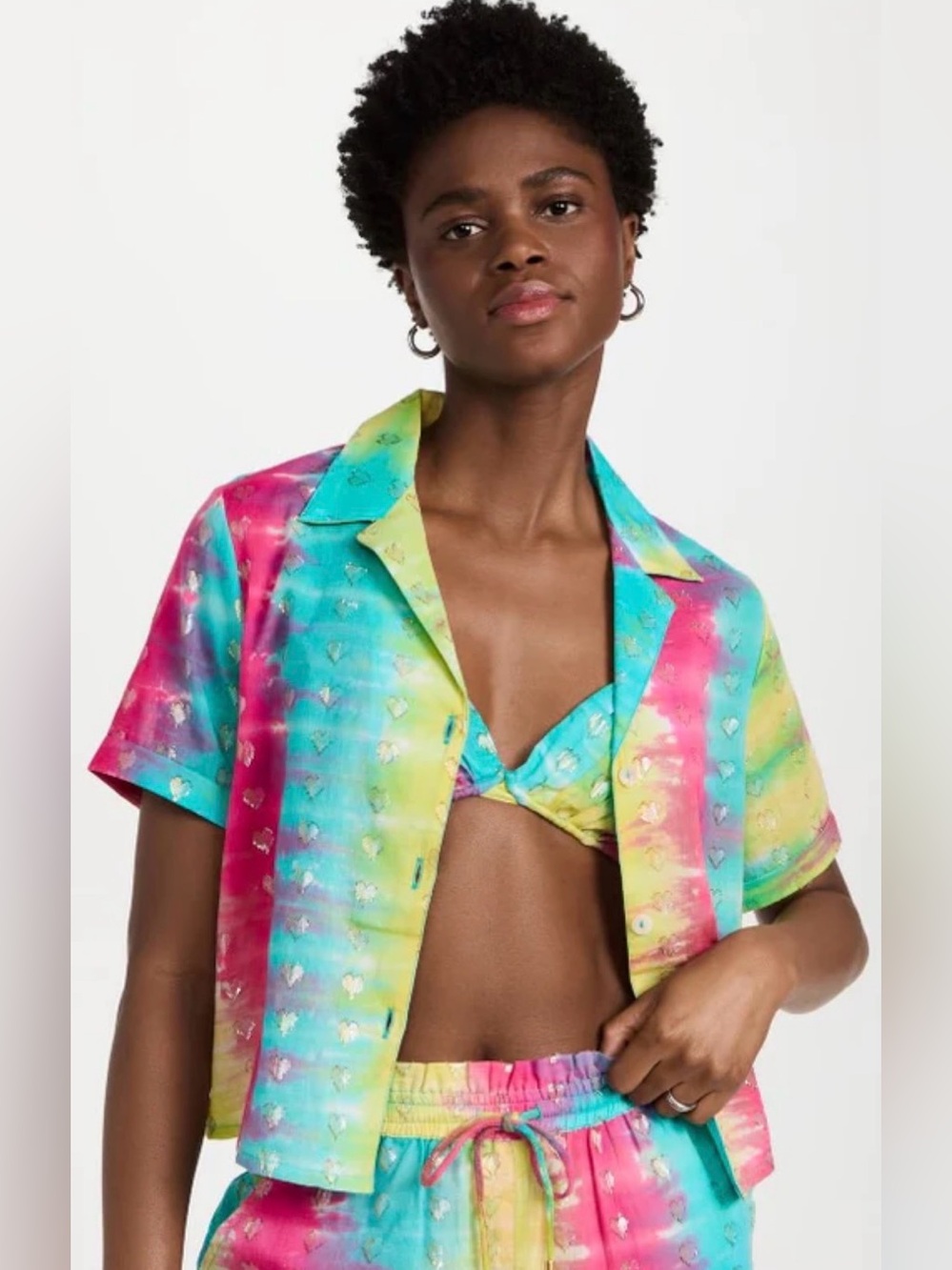 NWOT Saylor Ximena Rainbow Tie Dye Button Down Shirt - XS